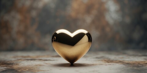Fototapeta premium Golden Heart On Dark Rustic Textured Background