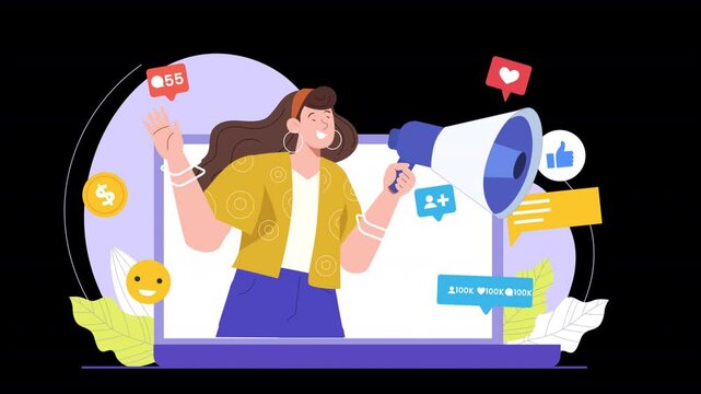 A vector character animation that demonstrates the process of referral and affiliate programs, emphasizing how sharing and recommending services leads to rewards.