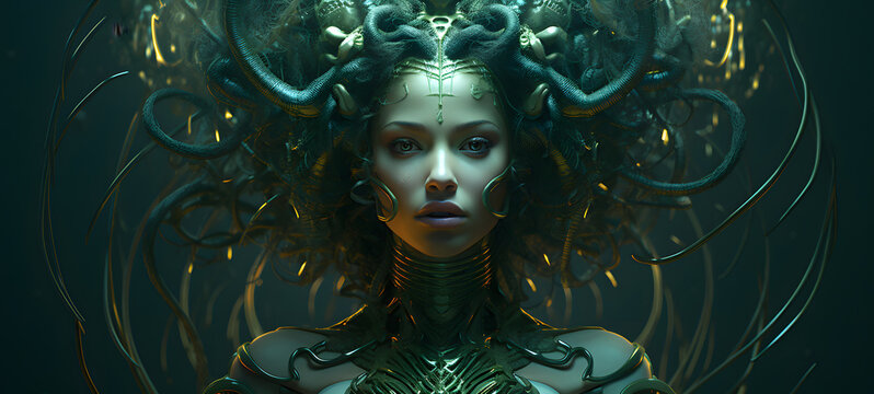 crea una chica estilo medusa efecto fosforito y ne&oacute;n