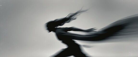 Abstract Black Figure in Motion Transforming.