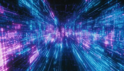 Fototapeta premium Abstract Futuristic Tunnel of Pink and Blue Light Streaks