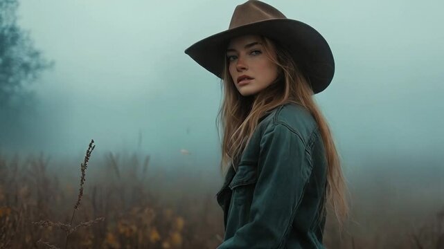 The woman outdoor model posed confidently among the trees, showcasing the latest fashion in nature.