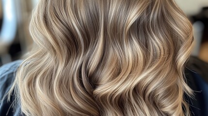 Fototapeta premium Close-Up View of Beautiful Wavy Blonde Hair in Natural Light