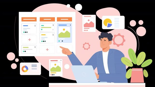 A flat design animation highlighting the ease of navigation and streamlined processes in modern user interfaces, showing the importance of intuitive design for optimal user experience.