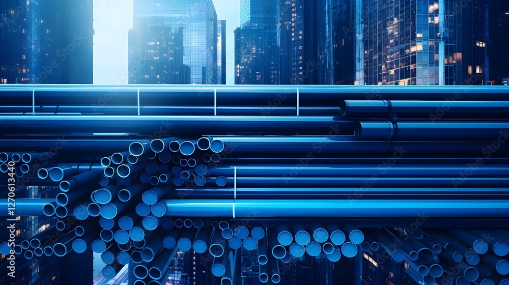 Poster engineering precision showcased in blueprint overlaying pvc pipes representing the intricate plannin