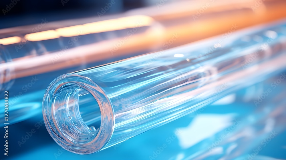 Aufkleber flowing through transparent tubular channels digital 3d rendered abstract visualization of water or 