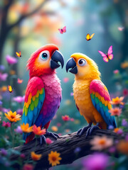 Obraz premium Couple of parrots