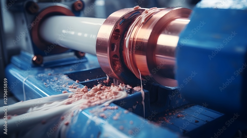 Poster close up view of a worker s hands precisely cutting through a pvc pipe using specialized tools highl
