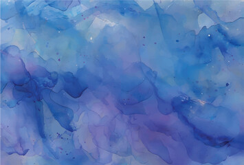 Dreamy Blue and Purple Watercolor Abstract Art