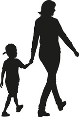 Mother holding child silhouette vector illustration, mom and baby bonding, family love icon, maternal care graphic, motherhood concept, parent and kid affection design