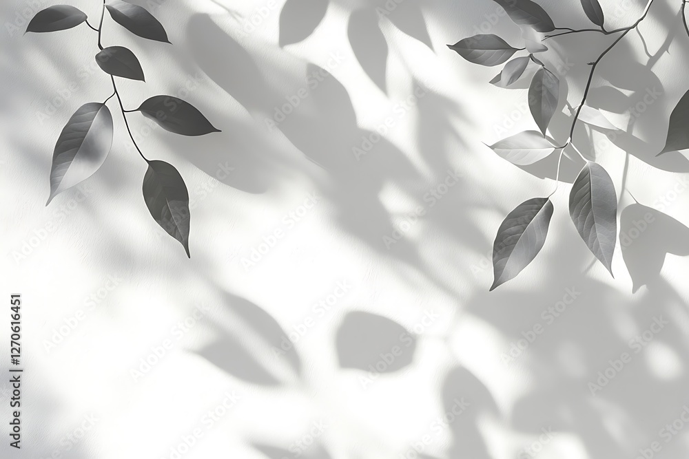 Poster white wall with shadow of tree branches. white wall with shadow of tree branches.