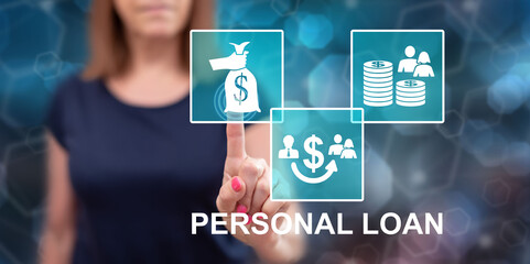 Woman touching a personal loan concept
