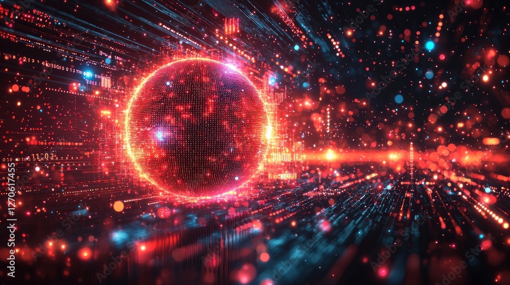 Aufkleber digital sphere, abstract representation of interconnected technology networks