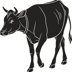 Cow silhouette vector illustration, Qurbani cow symbol, farm animal, livestock, Eid sacrifice, agriculture, rural farm, meat, nature icon, traditional animal design.