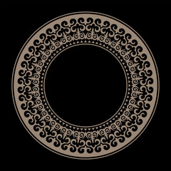 Gold round vector Kazakh national ornament, persian motiff. Abstract Asian gold element of the national pattern of the Turkic nomads, Kazakh, Kyrgyz, Mongol, Uzbek, Tajik. Oriental round pattern
