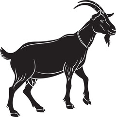 Goat silhouette vector illustration, Qurbani goat symbol, farm animal, livestock, agriculture, Eid sacrifice, rural farm, nature icon, traditional animal, livestock design