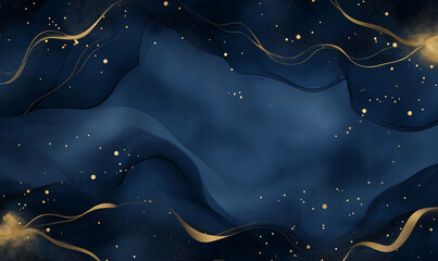 Dark blue and gold abstract backdrop with space for text and bold design
