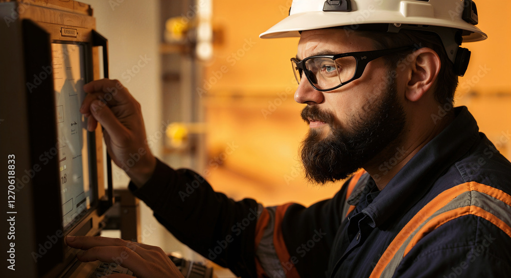 Aufkleber the engineer monitors the readings on the instruments . generative ai