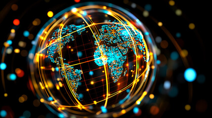 Global digital connectivity virtual environment infographic technology abstract viewpoint data visualization