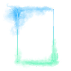 Neon Rectangle Frame with Gradient Green and Blue, with Fog, Illustration Template for Web and Print Use