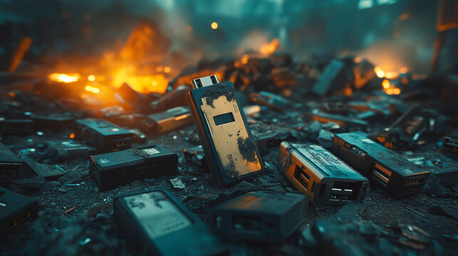 Discarded USB devices and old technology pile up in a junkyard, symbolizing the rapid evolution of media storage formats The chaos of obsolete gadgets highlights the fleeting nature of digital innovat