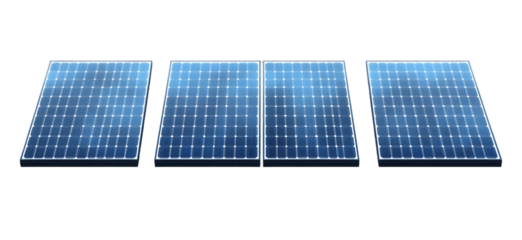 Four Blue Solar Panels Clean Energy Renewable Power Sun Eco Grid Green Nature Future      