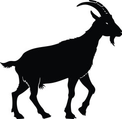 Goat silhouette vector illustration, Qurbani goat symbol, farm animal, livestock, agriculture, Eid sacrifice, rural farm, nature icon, traditional animal, livestock design