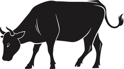 Cow silhouette vector illustration, Qurbani cow symbol, farm animal, livestock, Eid sacrifice, agriculture, rural farm, meat, nature icon, traditional animal design.