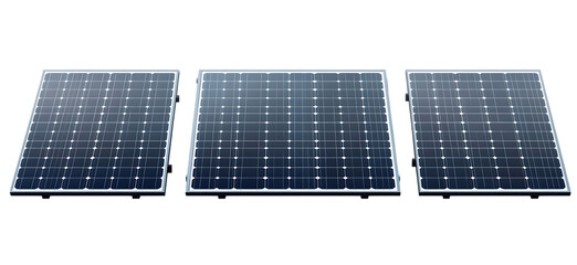 Three Modern Solar Panels Clean Energy Source Alternative Sun Eco Grid Power Green Nature 