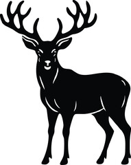 Deer silhouette vector illustration, wildlife icon, forest animal design, nature art, wild animal, horned deer, minimalist vector, outdoor wildlife graphic, eco-friendly illustration