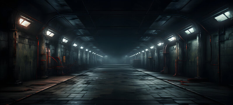 dark grunge subway station , ai generative