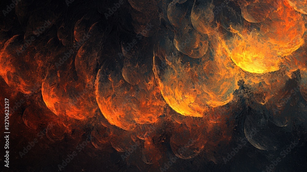Poster a mesmerizing display of glowing fire embers floating against a pitch-black background, creating an 