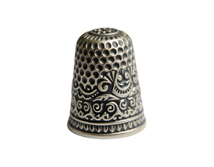Metal thimble isolated on a transparent background