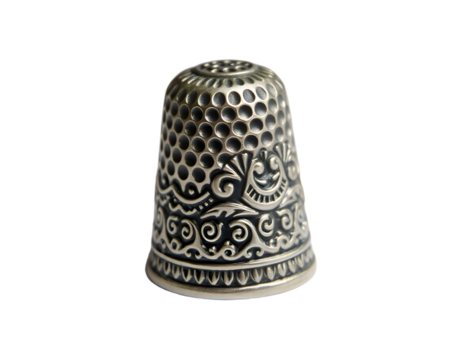 Metal thimble isolated on a transparent background