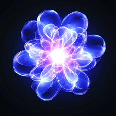 Ethereal Blue Flower with Glowing Center Abstract Design Floral Fantasy Artistic Bloom Artistry