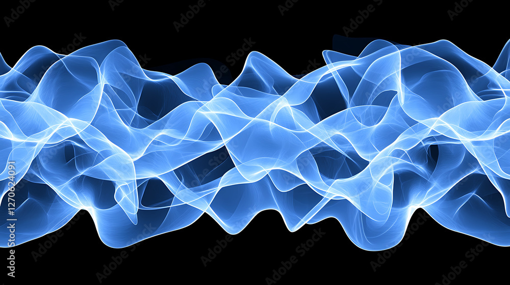 Poster ethereal blue wave design abstract fluid element modern art background digital effect visualization