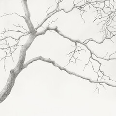 Fototapeta premium Sketched pencil drawings of tree branches on a white background for a natural, artistic touch