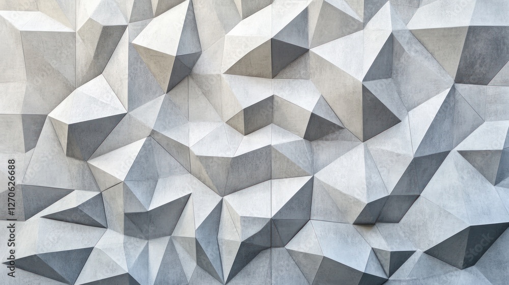 Poster abstract geometric wall design featuring a textured surface with sharp angles and shadows, ideal for