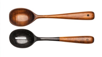 Wooden Cooking Spoons Isolated on White Background. Generative AI