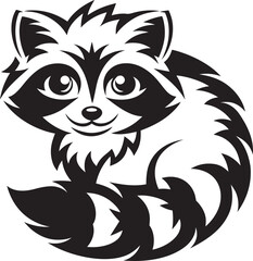 Graceful Raccoon Emblem - Abstract Black Masked Bandit Graphic Art & Illustration