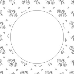 communication frame. doodle connection circle frame. hand drawn communication frame background. connection background