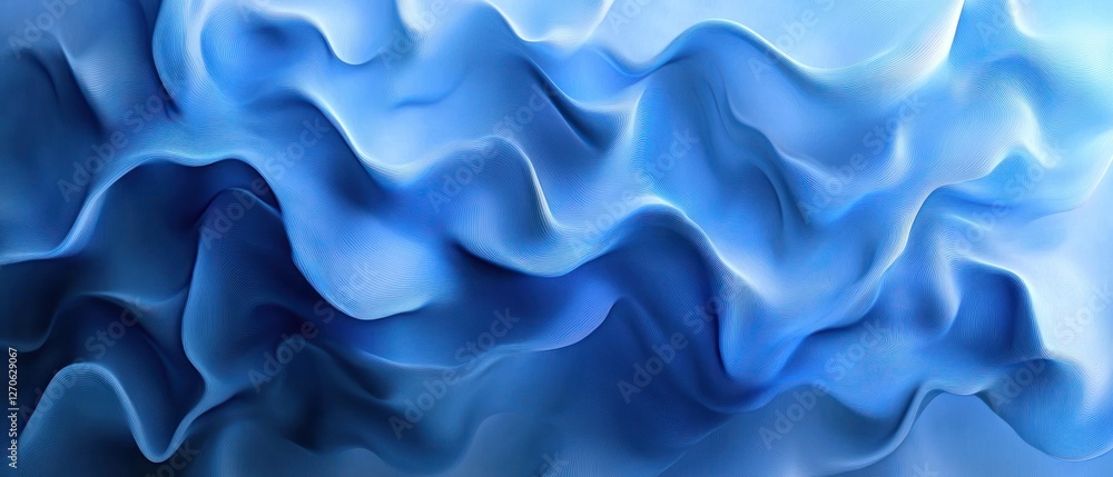 Poster abstract blue waves representing fluidity and motion, suitable for backgrounds in digital design pro