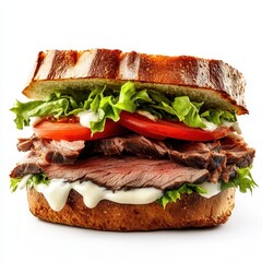 Delicious sandwich with fresh ingredients layered.