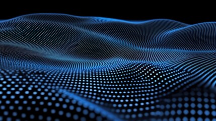 Naklejka premium Abstract blue wave pattern with digital dots flowing