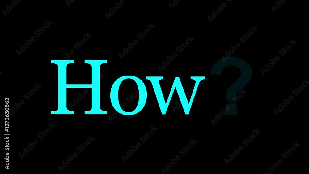 Poster how text word question mark animation, typography word how question ,how question mark animated text
