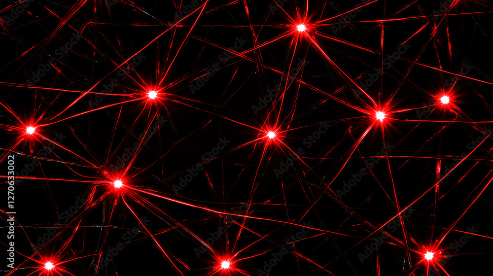 Poster dynamic red laser starburst patterns dark background abstract art digital design close-up view creat