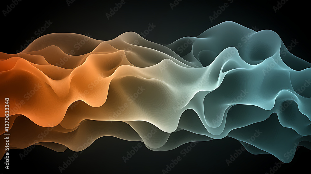 Poster ethereal gradient waves abstract design artwork with flowing lines and smooth transitions background