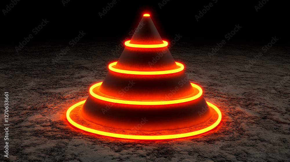 Poster illuminated spiral structure abstract environment digital art dark background futuristic concept