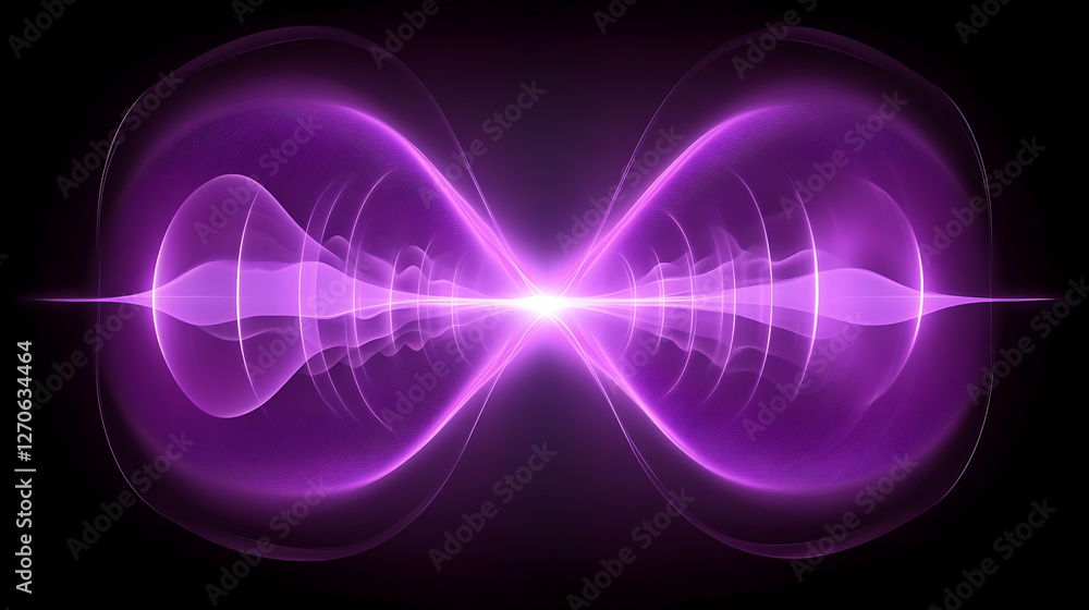 Poster ethereal infinity symbol displaying luminous energetic wave pattern on dark backdrop for dynamic des