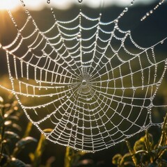 Obraz premium spider web with dew drops